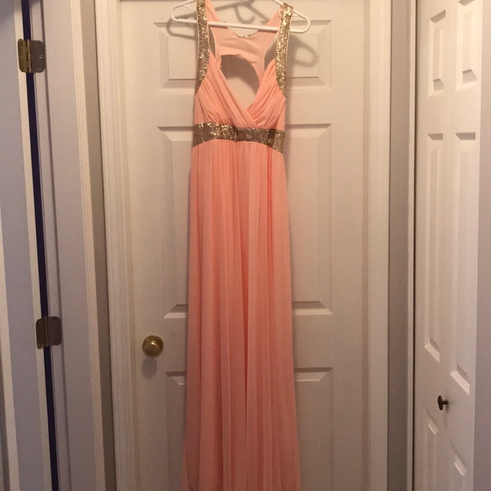 Blush Sequin panel mesh maxi dress